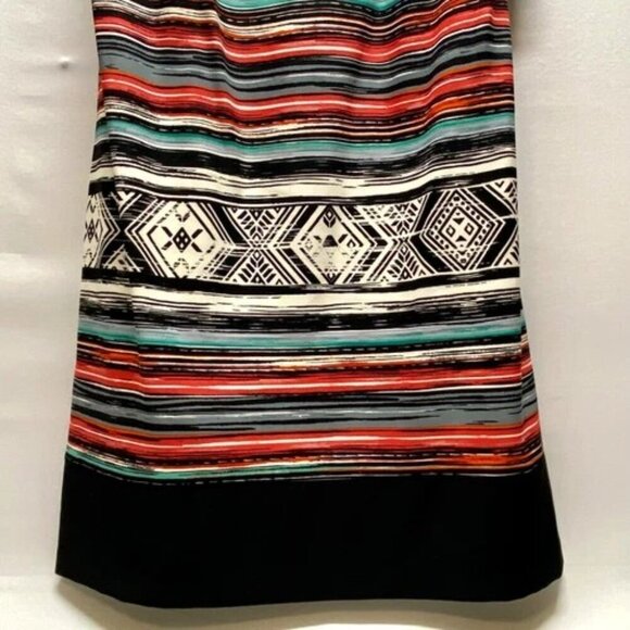 AB Studio Dress Women's 12 Black White Multicolor Stripe Geo Print Design NWT - Picture 4 of 16
